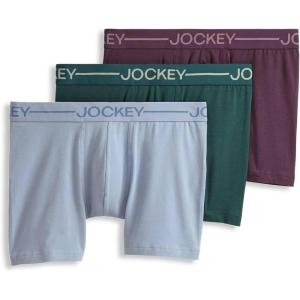 imageJockey Mens Underwear Organic Cotton Stretch 4quot Trunk  3 PackCherry WineShowerCactus Pine
