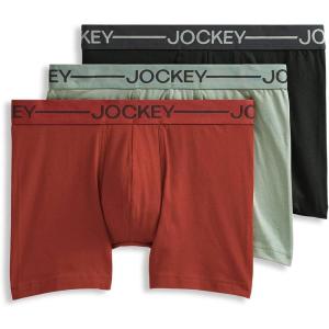 imageJockey Mens Underwear Organic Cotton Stretch 4quot Trunk  3 PackDried SageCanyonObsidian Grey
