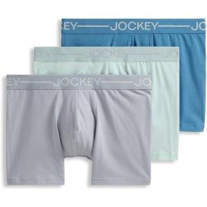 imageJockey Mens Underwear Organic Cotton Stretch 4quot Trunk  3 PackSubtle MintGrey DoveBlue Chambray