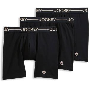 imageJockey Mens Underwear Organic Cotton Stretch 65quot Boxer Brief  3 PackBlack