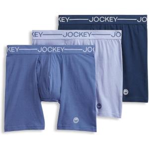 imageJockey Mens Underwear Organic Cotton Stretch 65quot Boxer Brief  3 PackLake SkyTornado BlueInk Well