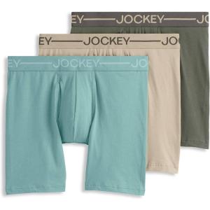 imageJockey Mens Underwear Organic Cotton Stretch 65quot Boxer Brief  3 PackRocky BeachAquamarineBrunswick Green