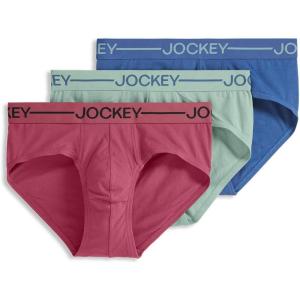imageJockey Mens Underwear Organic Cotton Stretch Brief  3 PackCeladon ZenTrue BlueMalibu Red