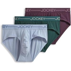 imageJockey Mens Underwear Organic Cotton Stretch Brief  3 PackCherry WineShowerCactus Pine