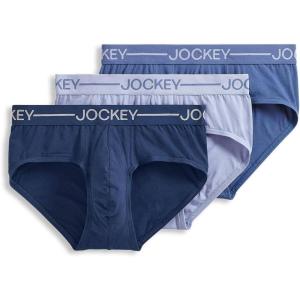 imageJockey Mens Underwear Organic Cotton Stretch Brief  3 PackInk WellTornado BlueLake Sky