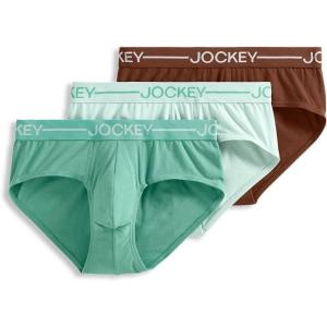 imageJockey Mens Underwear Organic Cotton Stretch Brief  3 PackMid GreenClear WatersCoffee