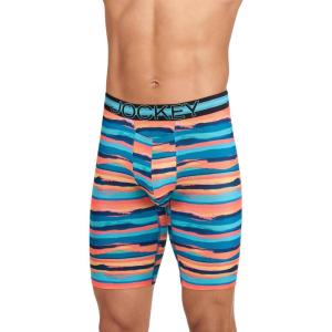 imageJockey Mens Underwear Sport Stability Pouch Microfiber 11quot Quad ShortSunrise Horizon Stripe