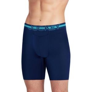 imageJockey Mens Underwear Sport Stability Pouch Microfiber 9quot Long Leg Boxer BriefJust Past Midnight