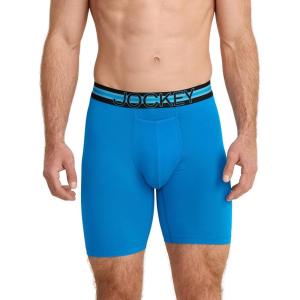 imageJockey Mens Underwear Sport Stability Pouch Microfiber 9quot Long Leg Boxer BriefTurquoise