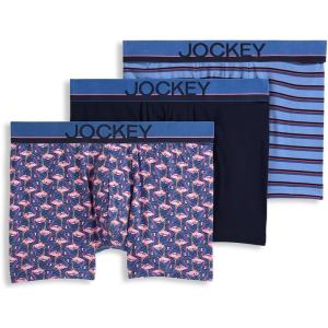 imageJockey Mens Underwear True Style 4quot Trunk  3 PackFlamingo GeoTrue NavyDetail Stripe