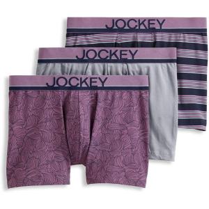 imageJockey Mens Underwear True Style 4quot Trunk  3 PackHikerGrey DoveCapeline Stripe