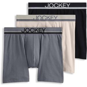 imageJockey Mens Underwear True Style 6quot Boxer Brief  3 PackGreyBeigeBlack Night