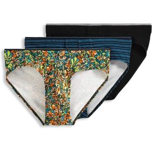 imageJockey Mens Underwear True Style Bikini  3 PackBright TropicsBlackShoreline Stripe