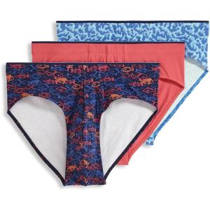 imageJockey Mens Underwear True Style Bikini  3 PackSomething FishyMalibu RedOcean Coral