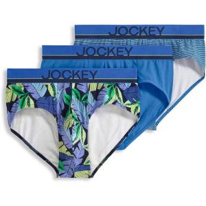 imageJockey Mens Underwear True Style Brief  3 PackFanning FloraTrue BlueFrolic Stripe