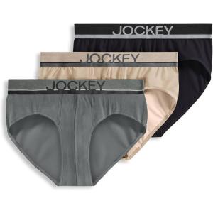imageJockey Mens Underwear True Style Brief  3 PackGreyBeigeBlack Night