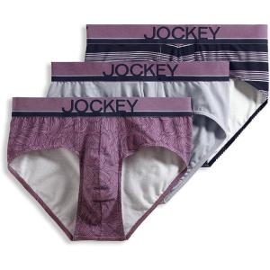 imageJockey Mens Underwear True Style Brief  3 PackHikerGrey DoveCapeline Stripe