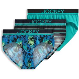 imageJockey Mens Underwear True Style Brief  3 PackOmbre TropicsTeal BreezeVivid Stripe