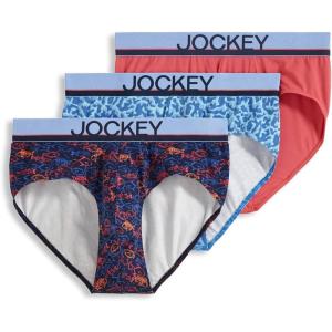 imageJockey Mens Underwear True Style Brief  3 PackSomething FishyMalibu RedOcean Coral