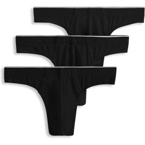 imageJockey Mens Underwear True Style Thong  3 PackBlack Night