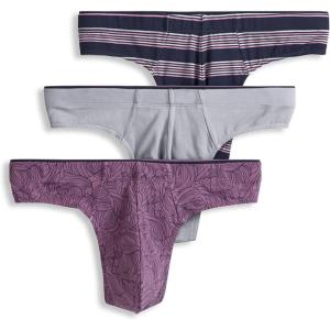 imageJockey Mens Underwear True Style Thong  3 PackHikerGrey DoveCapeline Stripe
