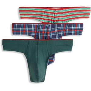 imageJockey Mens Underwear True Style Thong  3 PackSweet PlaidCactus PineTwinkling Stripe