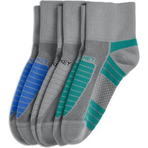 imageJockey Womens Socks Sport Quarter Socks  3 PackLight Grey on TealLight GreyLight Grey on Bahama Blue