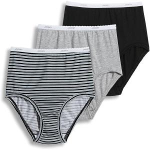 imageJockey Womens Underwear Classic Brief  3 PackGrey HeatherSimple StripeBlack