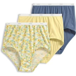imageJockey Womens Underwear Classic Brief  3 PackLight YellowYellow Floral ParadiseDusk Blue