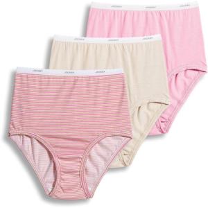 imageJockey Womens Underwear Classic Brief  3 PackSienna SunsetSimple Pink StripeIvory