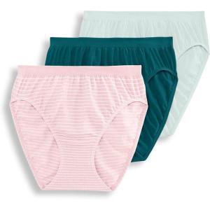 imageJockey Womens Underwear Comfies Microfiber French Cut  3 PackDeep LagoonSubtle MintCoral Mist Stripe