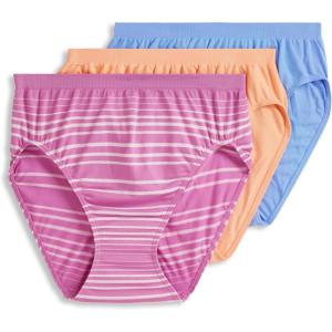 imageJockey Womens Underwear Comfies Microfiber French Cut  3 PackLavender Scent StripePeach SmoothiePicasso Blue