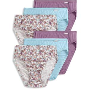 imageJockey Womens Underwear Elance French Cut  6 PackBleachedElissa FloralSilver Plum