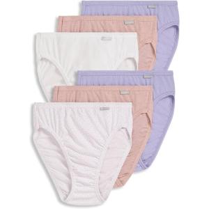 imageJockey Womens Underwear Elance French Cut  6 PackTango DotViolet VeilCoral Mist HeatherWhiteViolet VeilCoral Mist Heather
