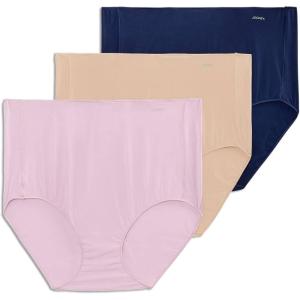 imageJockey Womens Underwear No Panty Line Promise Tactel Brief  3 PackLightFaded MauveJust Past Midnight