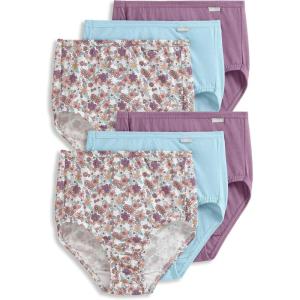imageJockey Womens Underwear Plus Size Elance Brief  6 PackBleachedElissa FloralSilver Plum
