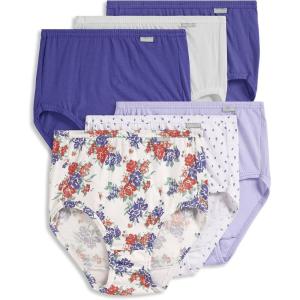 imageJockey Womens Underwear Plus Size Elance Brief  6 PackFloral WallpaperFuture DuskGrape Brush DotWhiteViolet VeilFuture Dusk