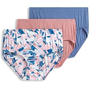 imageJockey Womens Underwear Supersoft Breathe Brief  3 PackSimple Floral MotionRose WineDusk Blue
