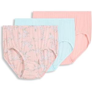 imageJockey Womens Underwear Supersoft Breathe Brief  3 PackTessa FloralEcho BlueSunrise Peach