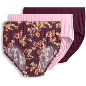 imageJockey Womens Underwear Supersoft Breathe Brief  3 PackWarm FloralPink HarmonyDeep Sangria