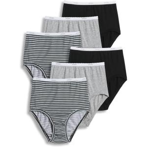 imageJockey Womens Underwear Classic Brief  6 PackBlackGrey HeatherSimple Stripe