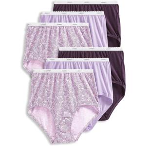 imageJockey Womens Underwear Classic Brief  6 PackCherry WineFloral BushesSheer Lilac