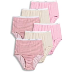 imageJockey Womens Underwear Classic Brief  6 PackSienna SunsetSimple Pink StripeIvory