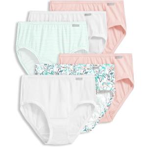 imageJockey Womens Underwear Plus Size Elance Hipster  6 PackWhiteSmall Floral ExpressionCoral MistBelvedere StripeWhiteCoral Mist