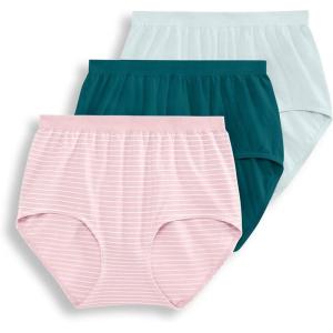 imageJockey Womens Comfies Microfiber Brief  3 PackDeep LagoonSubtle MintCoral Mist Stripe