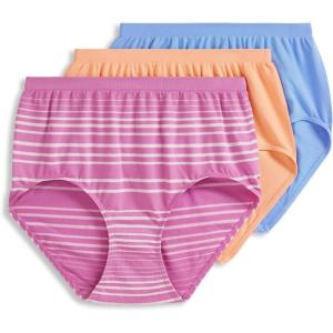 imageJockey Womens Comfies Microfiber Brief  3 PackLavender Scent StripePeach SmoothiePicasso Blue