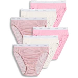 imageJockey Womens Underwear Classic French Cut  6 PackSienna SunsetSimple Pink StripeIvory