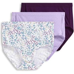 imageJockey Womens Elance Breathe Brief  3 PackDeep PlumEden Lavender FloralDigital Lavender