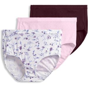 imageJockey Womens Elance Breathe Brief  3 PackPink PearlMedieval FloralDeep Sangria