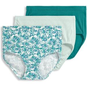 imageJockey Womens Elance Breathe Brief  3 PackSubtle MintSimple Floral ParadiseBayou